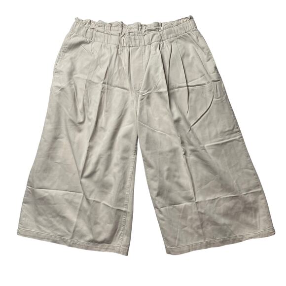 Anthropologie Pants - Anthropologie Pilcro Beige Wide Leg Crop Pull On Pants 2X Women's Cotton Stretch